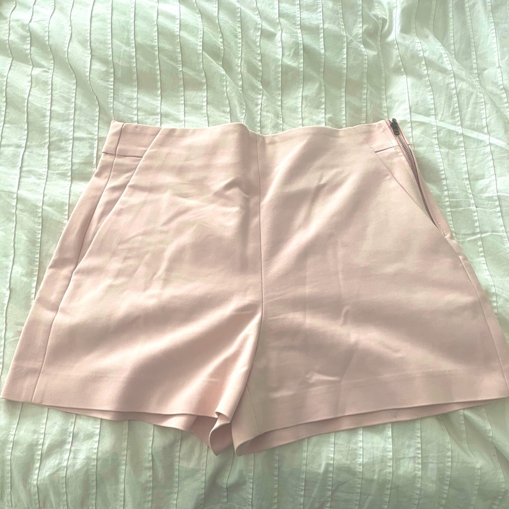 Blush pink high waisted shorts with side zipper